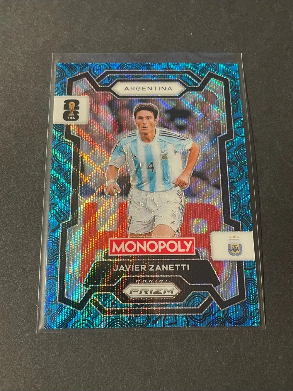 Prizm Monopoly 2026 FIFA World Cup Javier Zanetti Argentina Blue Wave Card